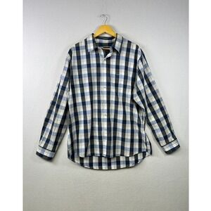 VAN‎ HEUSEN Classic Fit Plaid Button Down Shirt XL Long Sleeve Cotton Blend Men